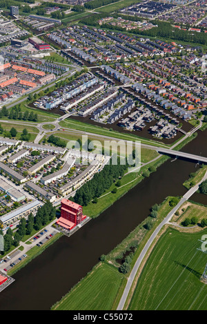 Die Niederlande, Almere, moderne Wohngebiete. Luft. Stockfoto