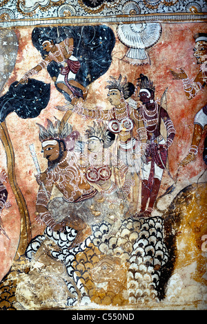 Indien, Andhra Pradesh State, Lepakshi, Deckenmalereien im Virabhadra-Tempel, 16. Jahrhundert Deckenmalereien im Virabhadra-Tempel, Stockfoto