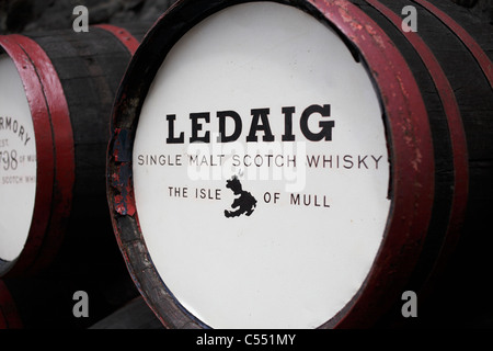 Barrel Ledaig Whisky in Tobermory Destillerie auf Mull Stockfoto