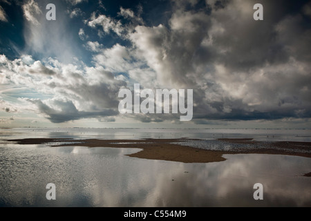 Den Niederlanden, Buren auf Ameland-Insel, gehört zum Wadden Sea Islands. UNESCO-Weltkulturerbe. Watten. Stockfoto