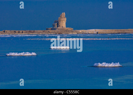 Leuchtturm auf einem Steg, West Pierhead Leuchtturm, Cleveland Harbor, Lake Erie, Ohio, USA Stockfoto