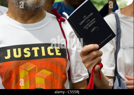 New Yorker Las Passagen aus der Verfassung der Vereinigten Staaten, die Bill Of Rights und die Erklärung der Unabhängigkeit Stockfoto