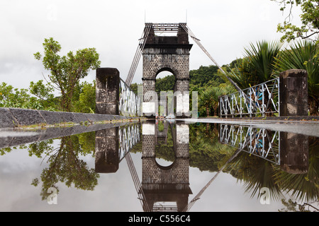 Insel La Réunion, Pont suspendu Stockfoto