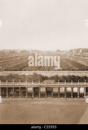 Photogravure Panorama der sieben Brücken auf der Seine, Paris, Frankreich Stockfoto