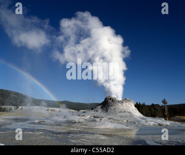 USA, Wyoming, Yellowstone-Nationalpark, Castle Geyser, Rauchen von Geysir ausbrechen Stockfoto