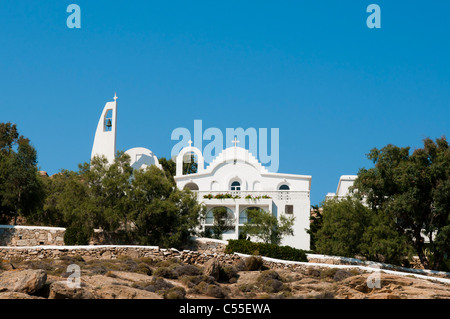 Niedrigen Winkel Blick auf eine Kirche, Kalafati, Mykonos, Kykladen, Griechenland Stockfoto