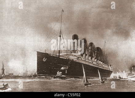 RMS Lusitania, Cunard Line, wurde 1915 von einem deutschen U-Boot torpediert und versenkt. Stockfoto