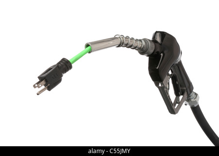 Gas-Pumpe-Düse mit elektrischer Anschluss auf den Ende-Ausschnitt Stockfoto