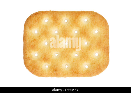 Eine salzige Cracker isoliert auf weiss Stockfoto