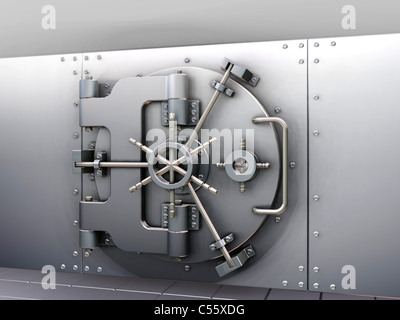 3D Rendern von einem Banktresor Stockfoto