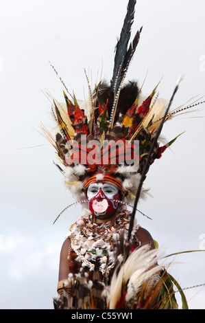 Tribeswoman von Papua-Neu-Guinea auf den Mt. Hagen Kulturfestival Stockfoto