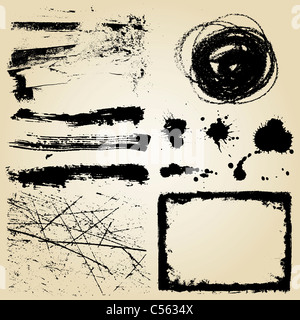 Verschiedene detaillierte Grunge-Elemente Stockfoto