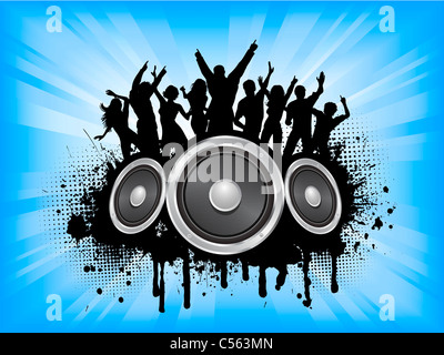 Die Menschen tanzen auf Grunge-Musik-Hintergrund Stockfoto