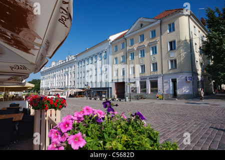 Sommercafé am Rathausplatz in Tartu Stockfoto