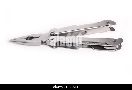 Es zeigt das Metall, Stahl Zange auf weißem Hintergrund Stockfoto