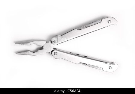 Es zeigt das Metall, Stahl Zange auf weißem Hintergrund Stockfoto