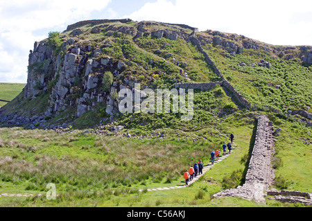 Der Hadrianswall, Stahl Rigg, Northumberland, England. Stockfoto