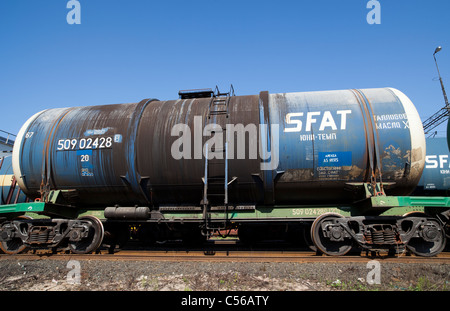 Russische chemische Tank Zug Auto ( Sovfinamtrans SFAT ) , Finnland Stockfoto