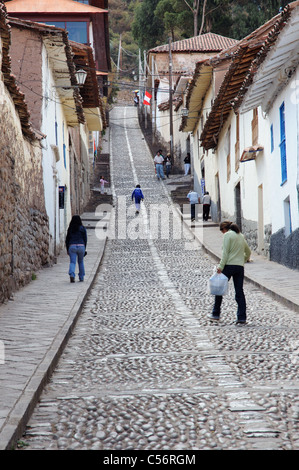 Den engen Gassen von Cusco in Peru Stockfoto