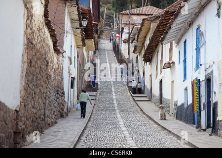 Den engen Gassen von Cusco in Peru Stockfoto