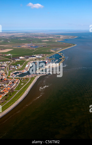 Niederlande, Dorf Oudeschild auf Insel Texel genannt. Luft. Stockfoto