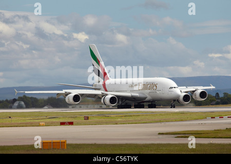 Emirates Airlines Airbus A380 super-Jumbo Manchester Airport Stockfoto