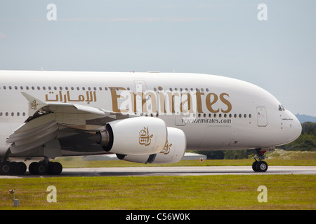Emirates Airlines Airbus A380 super-Jumbo Manchester Airport Stockfoto