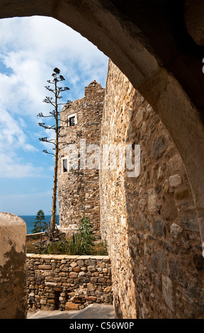 Das Kastro oberhalb der alten Stadt von Naxos, Insel Naxos, Kykladen, Griechenland Stockfoto