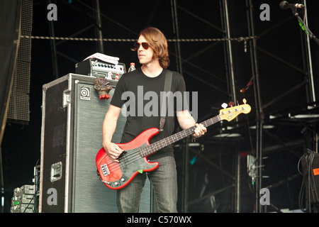 Jimmy Eat World Auftritt beim Glastonbury Festival 2011. Somerset, England, Vereinigtes Königreich. Stockfoto