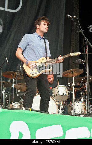 Jimmy Eat World Auftritt beim Glastonbury Festival 2011. Somerset, England, Vereinigtes Königreich. Stockfoto