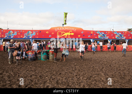 Schlammigen Marktgebiet, Glastonbury Festival 2011 Stockfoto