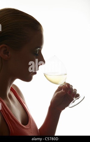 Frau Glas Wein Stockfoto