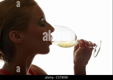 Frau Glas Wein Stockfoto