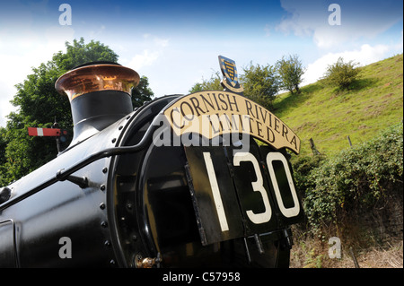 Cornish Riviera Limited Typenschild auf Great Western Dampf Lok uk Stockfoto