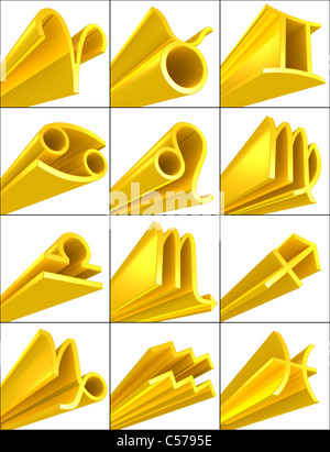 Goldene Tierkreissymbolen set isoliert auf weiss Stockfoto