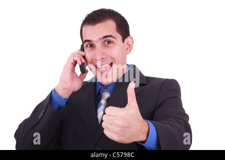 Isolierte Bild eines schönen hispanische Geschäftsmann geben Daumen nach oben - weißer Hintergrund Stockfoto