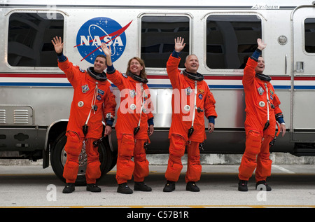 Space Shuttle Atlantis-Crew, letzte Mission STS135 Stockfoto