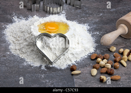 Zutaten für die Zubereitung von eines Teigs für Kekse Stockfoto