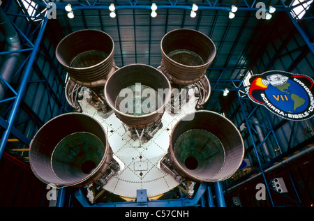 Kennedy Space Center Cape Canaveral Florida USA. Apollo 8 Saturn V Raketenmotoren. Stockfoto