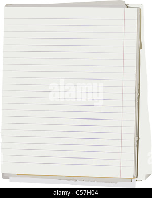 Illustration der Stapel von alten ausgekleidet Papiere aus Notizbuch. Schneidepfad enthalten Objekt Schatten einfach entfernen oder ersetzen Stockfoto