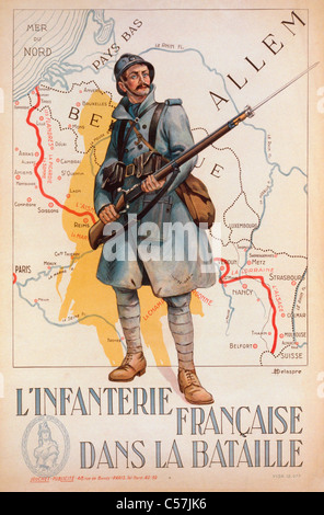 Ersten Weltkrieg recruiting Poster Französisch. L'Infanterie française Dans la Bataille, oder französische Infanterie im Kampf. Stockfoto