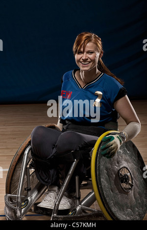 Para-Rugby-Spieler im Rollstuhl Stockfoto