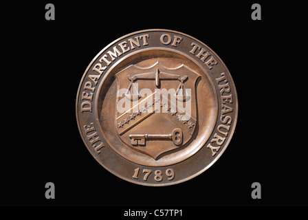 US-Finanzministeriums Stempel mit schwarzem Hintergrund isoliert Stockfoto