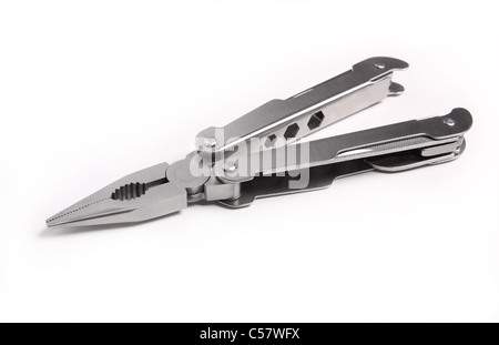 Es zeigt das Metall, Stahl Zange auf weißem Hintergrund Stockfoto