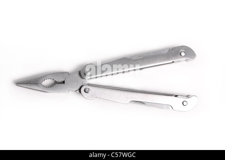 Es zeigt das Metall, Stahl Zange auf weißem Hintergrund Stockfoto