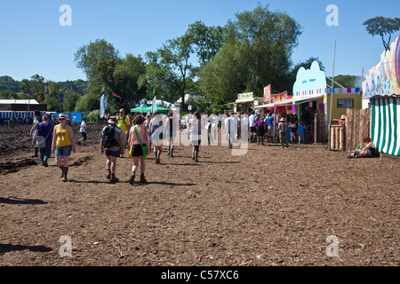 Schlammigen Marktgebiet, Glastonbury Festival 2011 Stockfoto