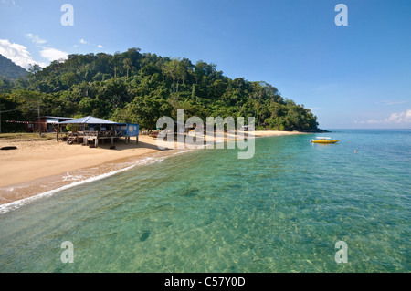 Asien, außerhalb, bar, Gebäude, Bau, Körper des Wassers, Hütten, Insel, Insel, Küste, Malaysia, Meer, Küste, Paya, Pulau, sand Stockfoto