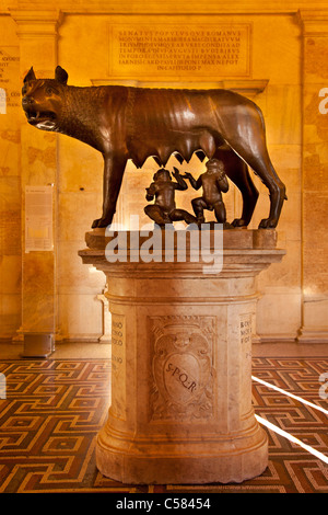 Die Kapitolinische Wölfin Statue befindet sich das Museo Nuovo in den Palazzo dei Conservatori, Rom Italien Stockfoto