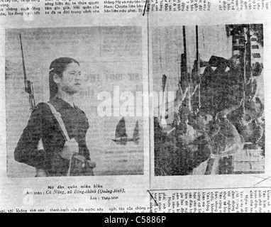 Nordvietnamesen Zeitung Vietnamkrieg kommunistischen Soldaten NVA Armee Frau Stockfoto