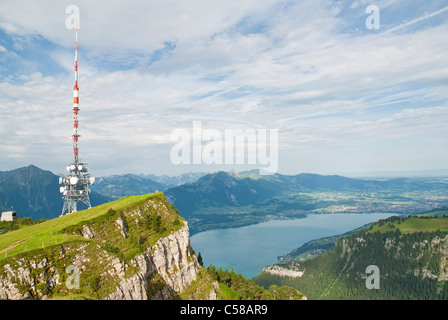 Alpen, Antenne, Beatenberg, Berge, Bern, Kanton BE, Berner Oberland, Berner Voralpen, Elektrosmog, Europa, Gipfel, Höhepunkt, sky Stockfoto